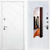 Входная дверь Гранд 13 Белая ФЛЗ-147 зеркало Ясень белый - Image 1