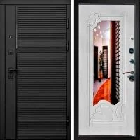 Входная дверь Гранд 30 Черный кварц ФЛЗ-147 с Зеркалом Ясень белый - Image 1