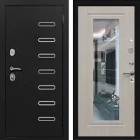 Входная дверь Гранд Понте ФЛЗ-120 Чёрный Муар с зеркалом Беленый дуб - Image 1