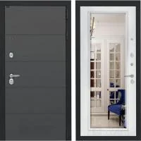 Входная дверь Лабиринт Арт с зеркалом Фацет Белый софт - Image 1