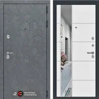 Входная дверь Лабиринт Бетон 19 с зеркалом Белый софт - Image 1