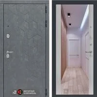 Входная дверь Лабиринт Бетон с зеркалом Максимум Сандал белый - Image 1
