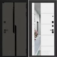Входная дверь Лабиринт Карбон 19 с зеркалом Белый софт - Image 1