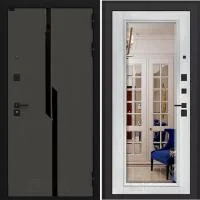 Входная дверь Лабиринт Карбон Фацет с зеркалом Белый софт - Image 1