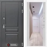 Входная дверь Лабиринт Платинум с Зеркалом Максимум Белый Сандал - Image 1
